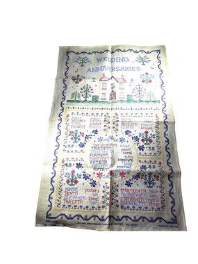 Sampler Tea Towel By Ulster Irish Linen Wedding Anniversaries cottagecore